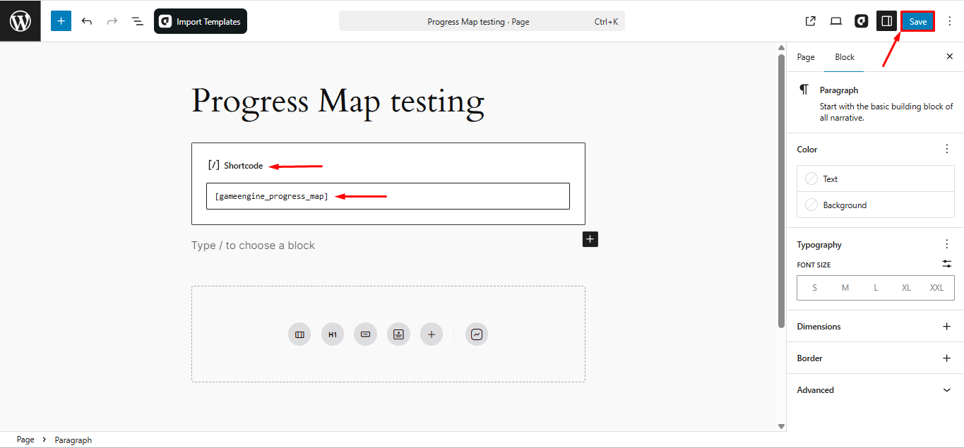Progress Map shortcode