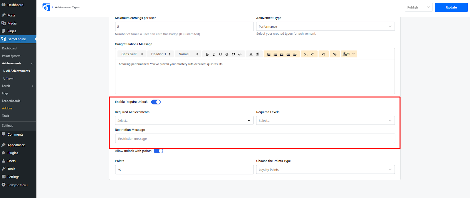 Restrict Content Using Points