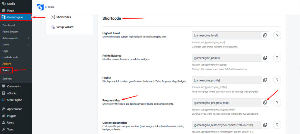 Gameengine shortcode