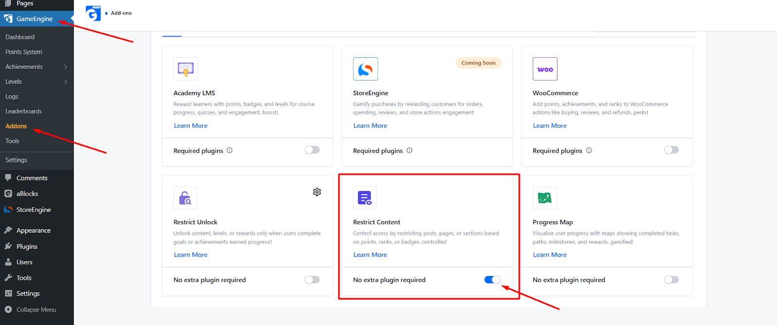 Restrict Content  Add-on