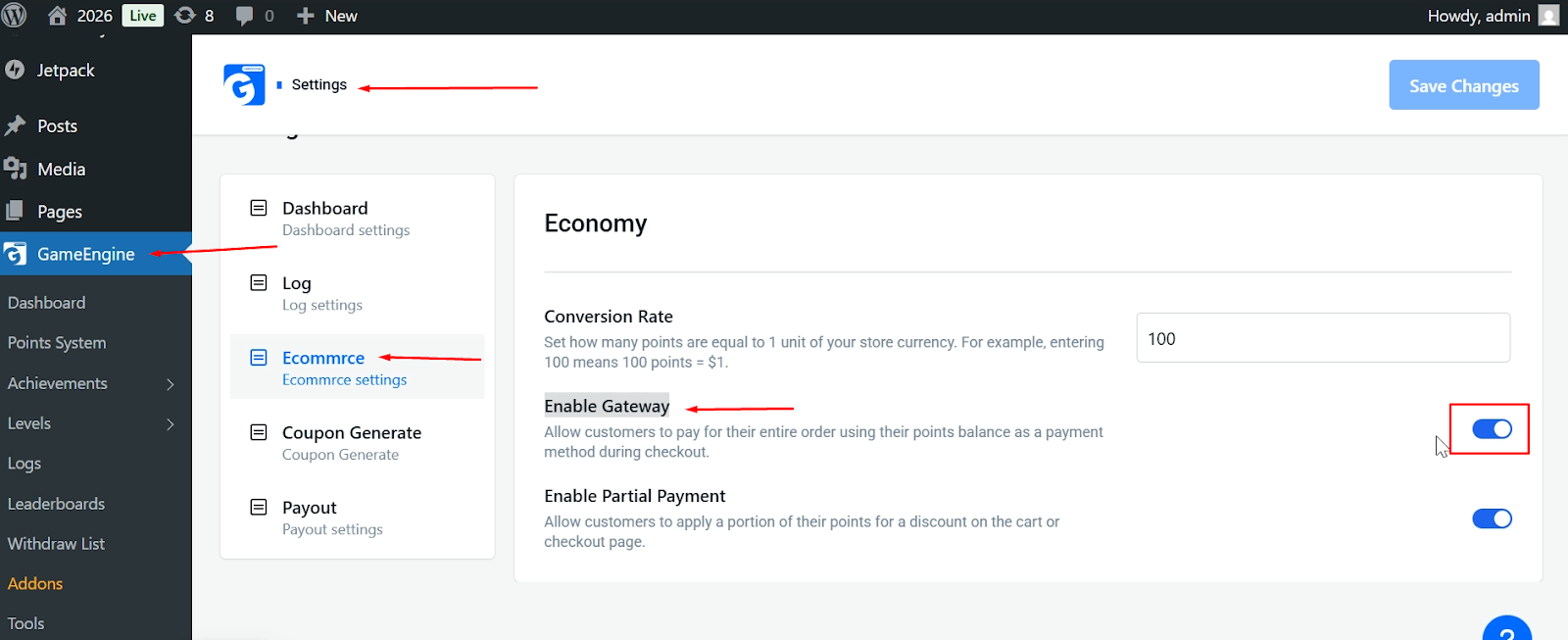 Enable WC Points Gateway