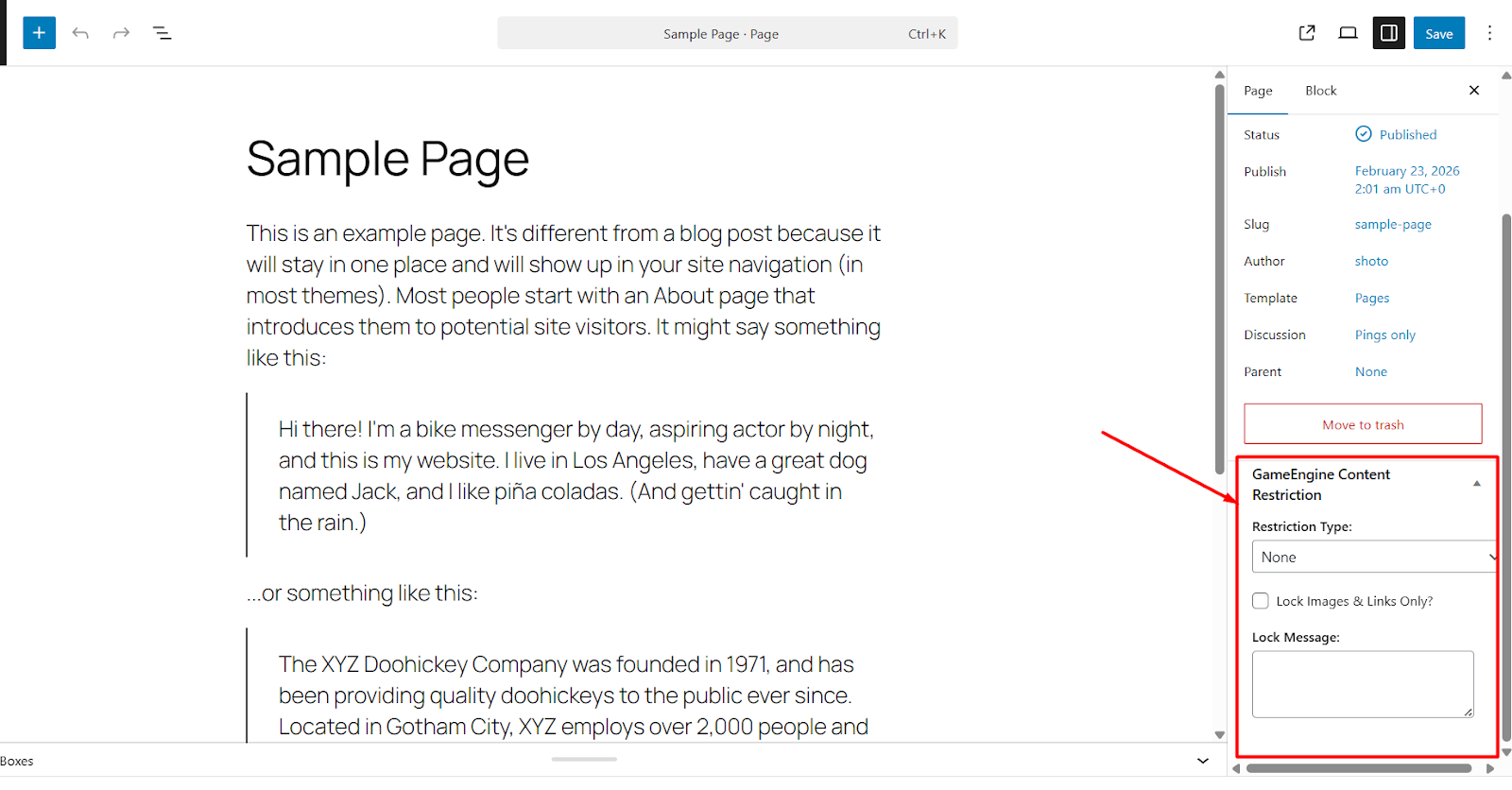 Restrict Content section On Post, Page, or Custom Post Type