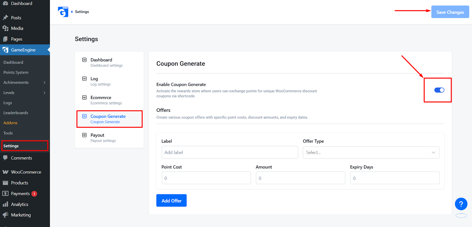Enable Coupon Generate