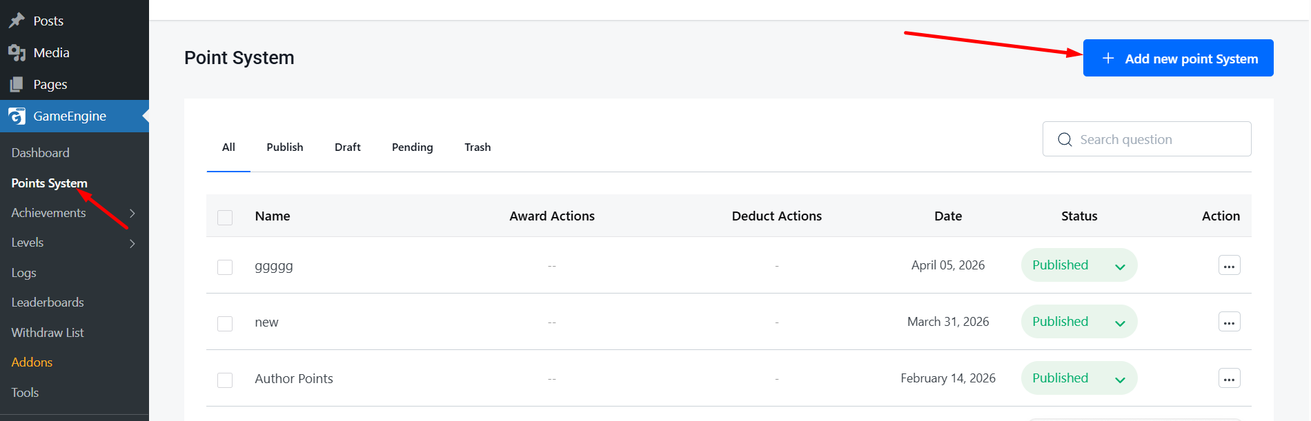 Go to Points System and Add Point System