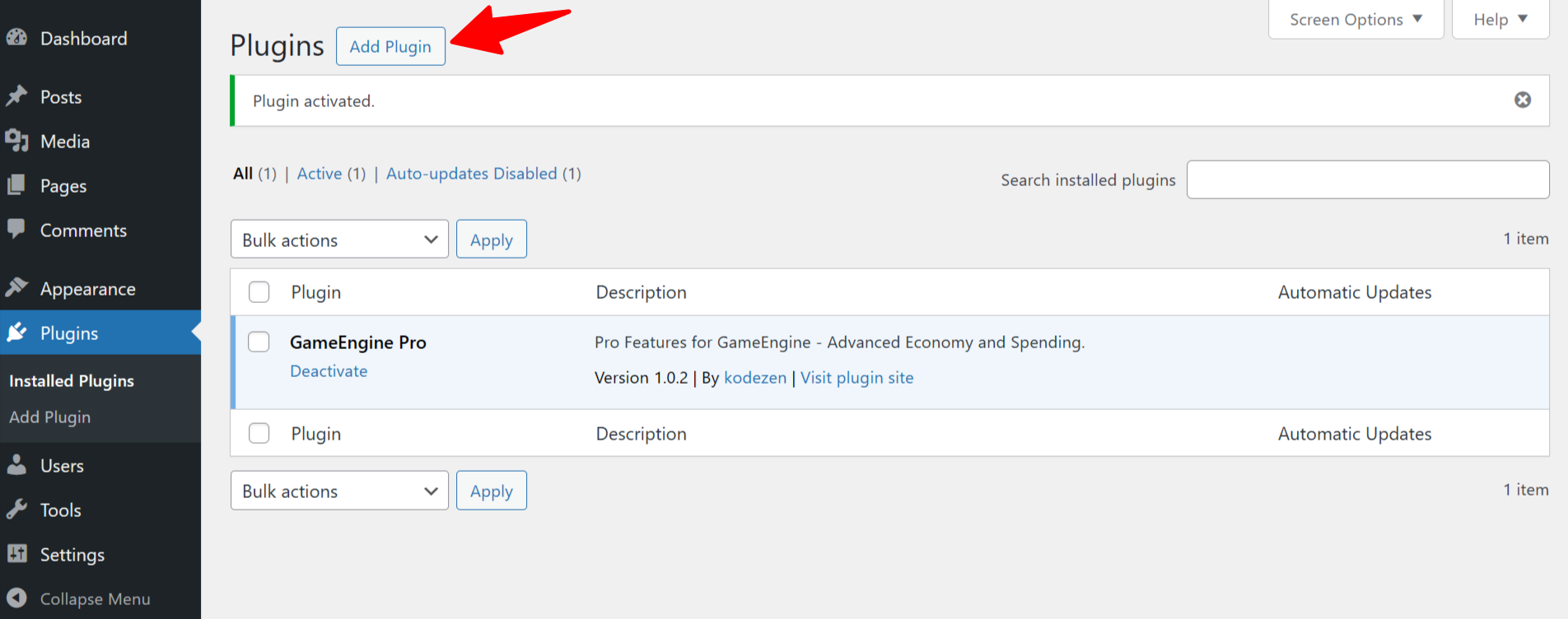 Add GameEngine Plugin