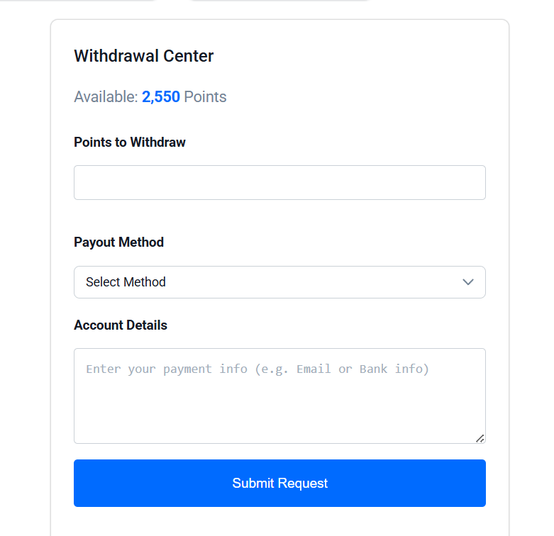  Points Payout system
