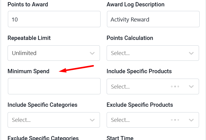 Minimum Spend Minimum Spend