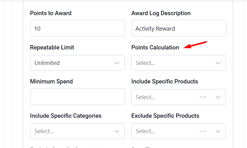 Point Calculation Point Calculation