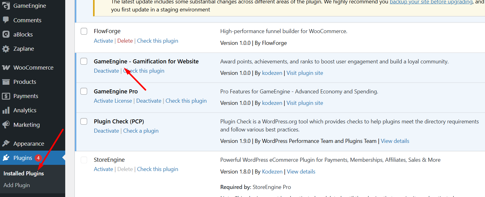 GameEngine Click Install and Activate