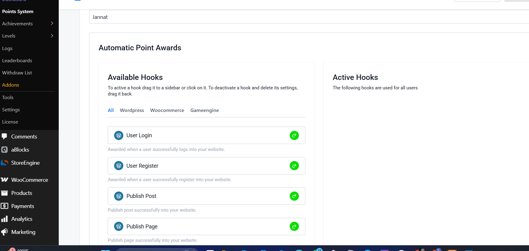 Automatic Point Awards section Automatic Point Awards section