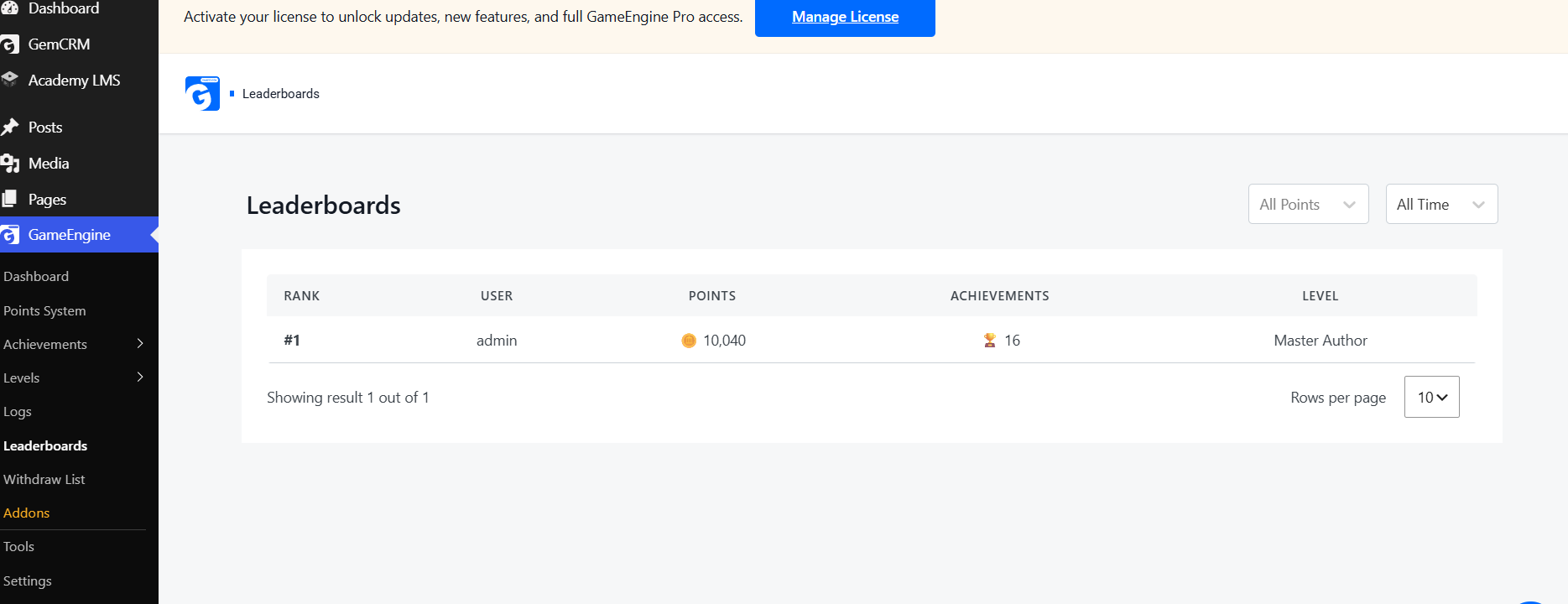 Leaderboard Leaderboard